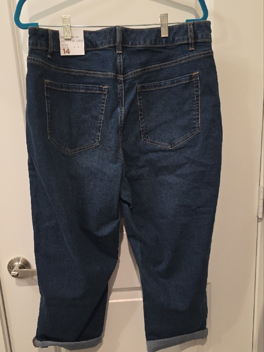 Lane Bryant Dark Blue Boyfriend Jeans with Cuffed Hem - Picture 2 of 5